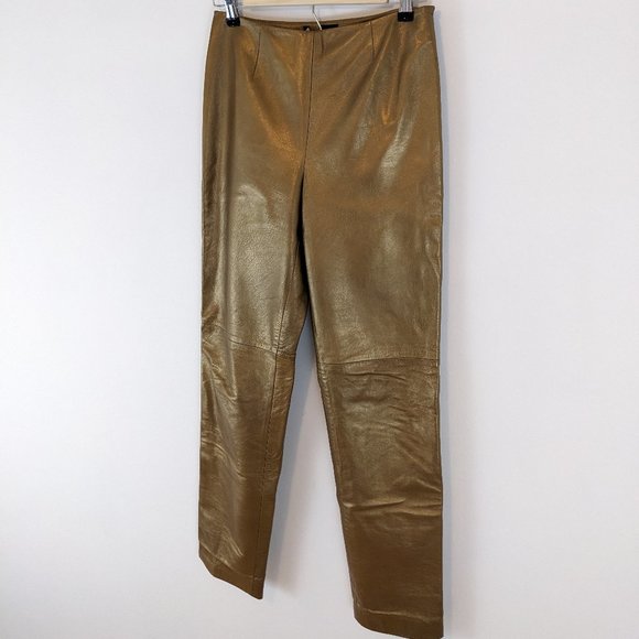 Champaign Gold 100% Lamb Leather Pants - Picture 4 of 13